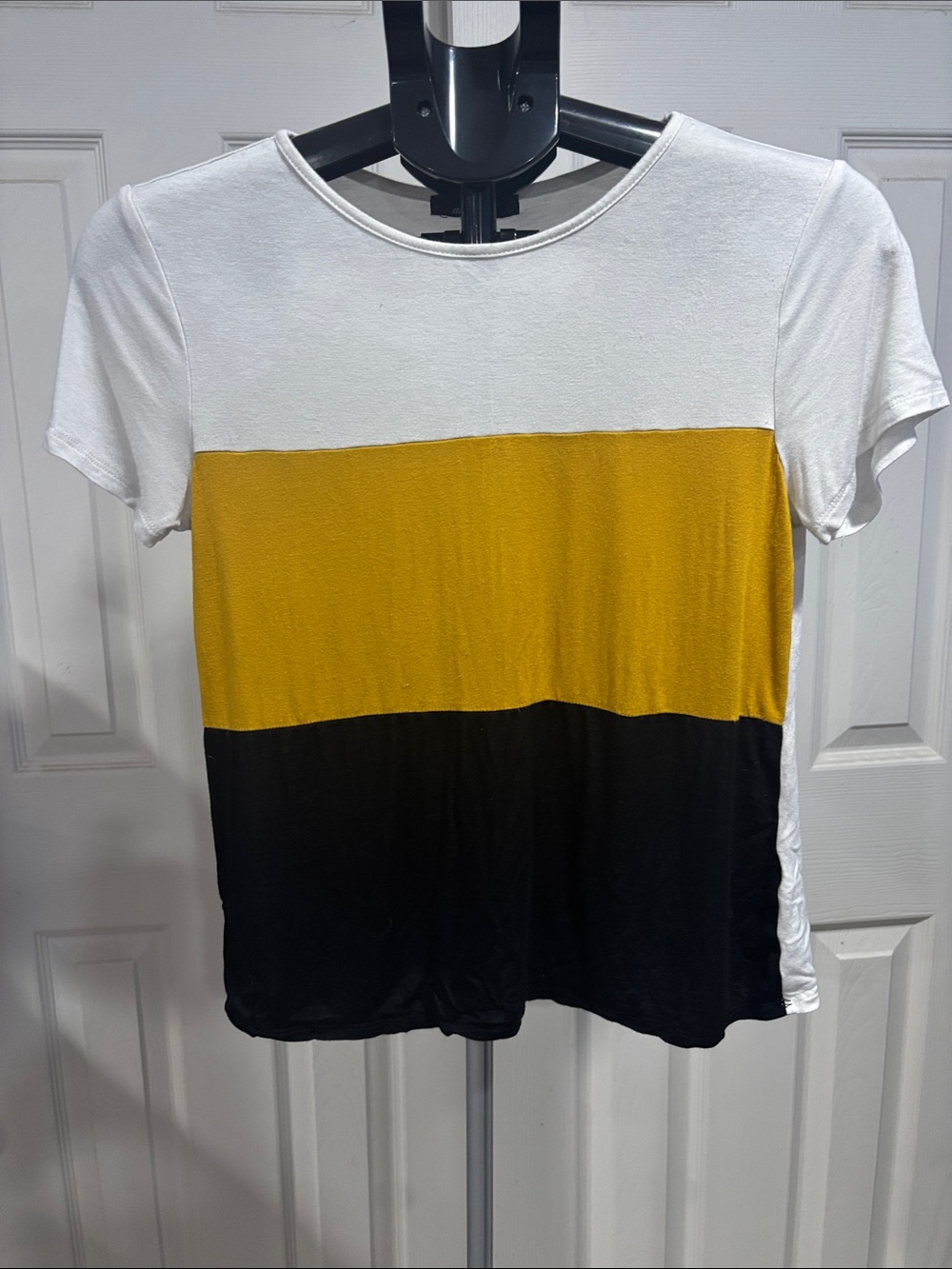 Ambiance Colorblock Short Sleeve Crewneck Top - White, Mustard, Black